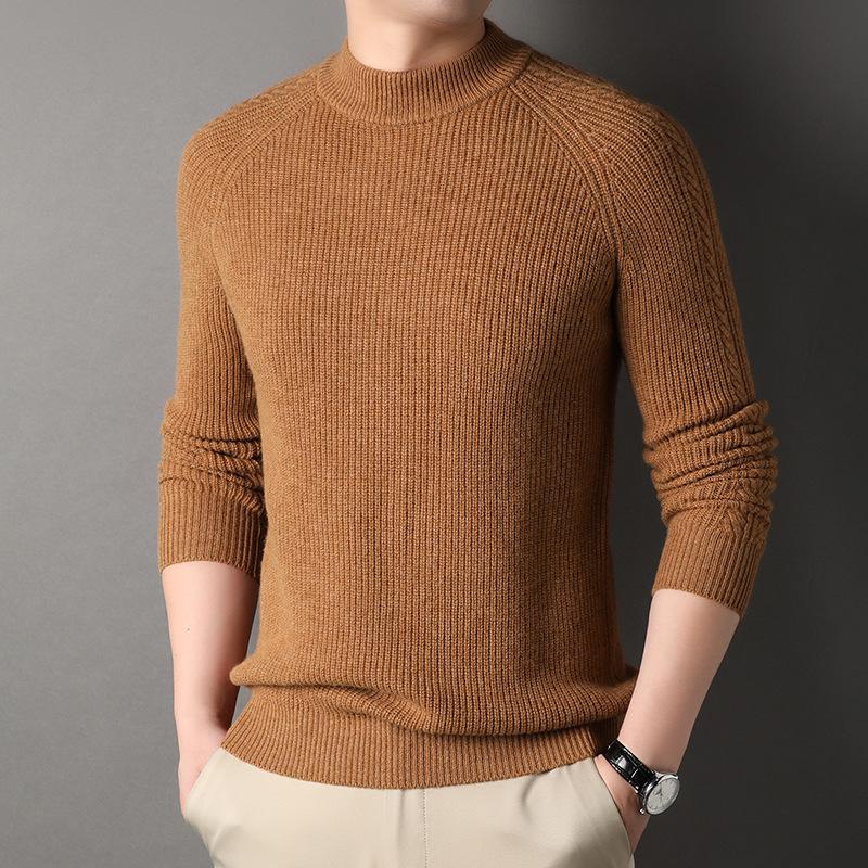 Sweater Men's Thick Winter New Fashion Solid Color Loose Pullover Round Neck Sweater Warm Base Layer