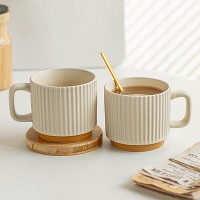 Retro Handmade Stackable Ceramic Mug - Coffee, Milk, or Water Cup for Girls' Home Use, DIY Design