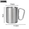 New 300ml Stainless Steel Cup Carabiner Hook Handle Multifunctional Hike Cup Portable Outdoor Camping Mug Camping Travel