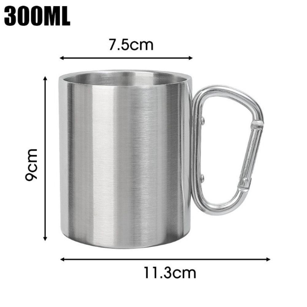 New 300ml Stainless Steel Cup Carabiner Hook Handle Multifunctional Hike Cup Portable Outdoor Camping Mug Camping Travel