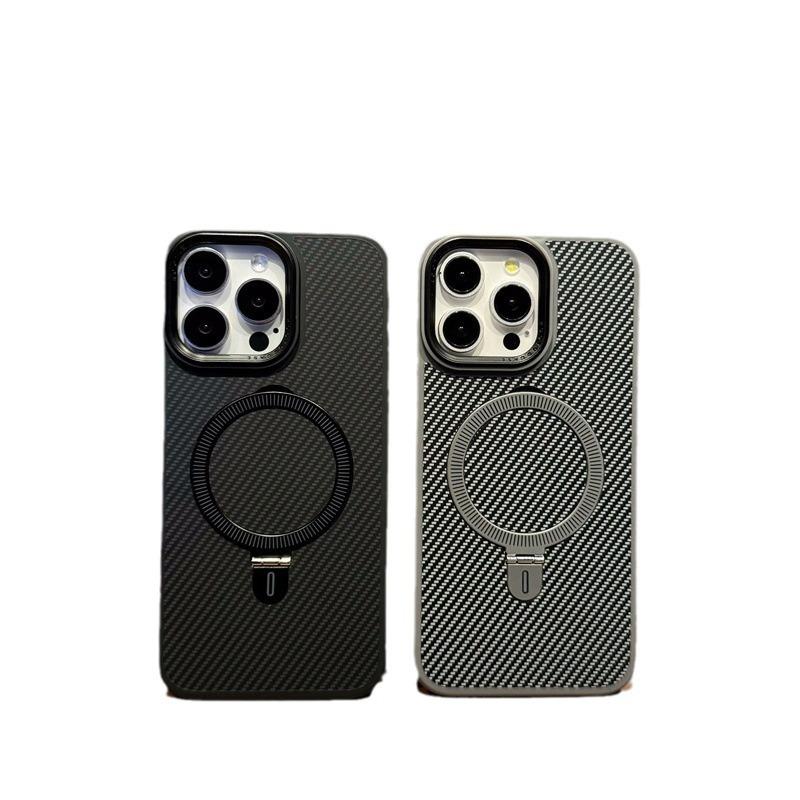 Apple 15 Carbon Fiber Magnetic Suction Bracket Mobile Phone Case Is Suitable for Apple 16PROMAX Metal Magnetic Mobile Phone Case 14PR.