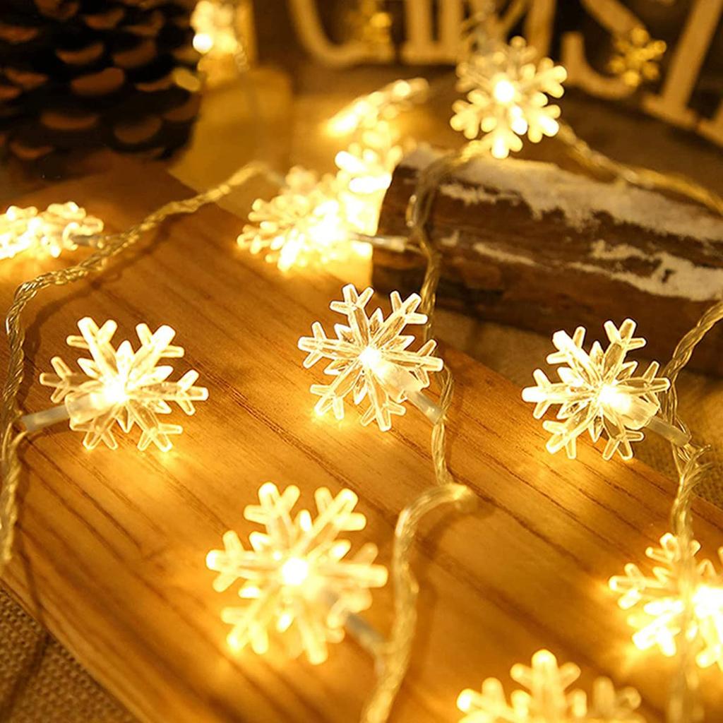 Lanito String Snowflake Warm White Garden USB Christmas Decorative Lights 20 Warm Lights, Design, LED, Indoor/Outdoor Lights, Operated, Lights, (3m,