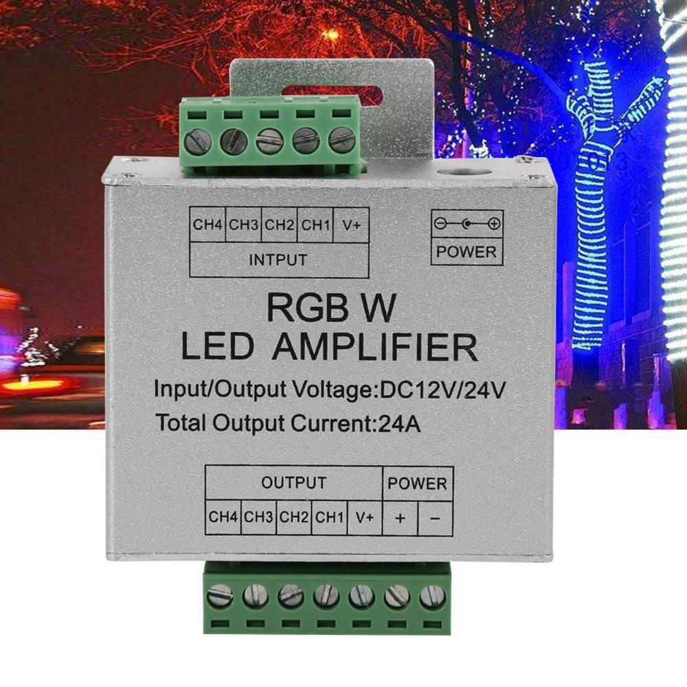 4 Channel Output RGBW LED Amplifier 24A Signal Repeater PWM Signal Booster  For RGBWW LED Strip