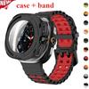 Gehärtetes Glas Case+Armband Für Samsung Galaxy Watch 7 ultra 47mm Zweifarbiges Sport-Silikonarmband Galaxy Watch Ultra7 Hülle
