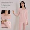 HLA Women's Round Neck Pure Cotton Antibacterial Thermal Base Layer Set