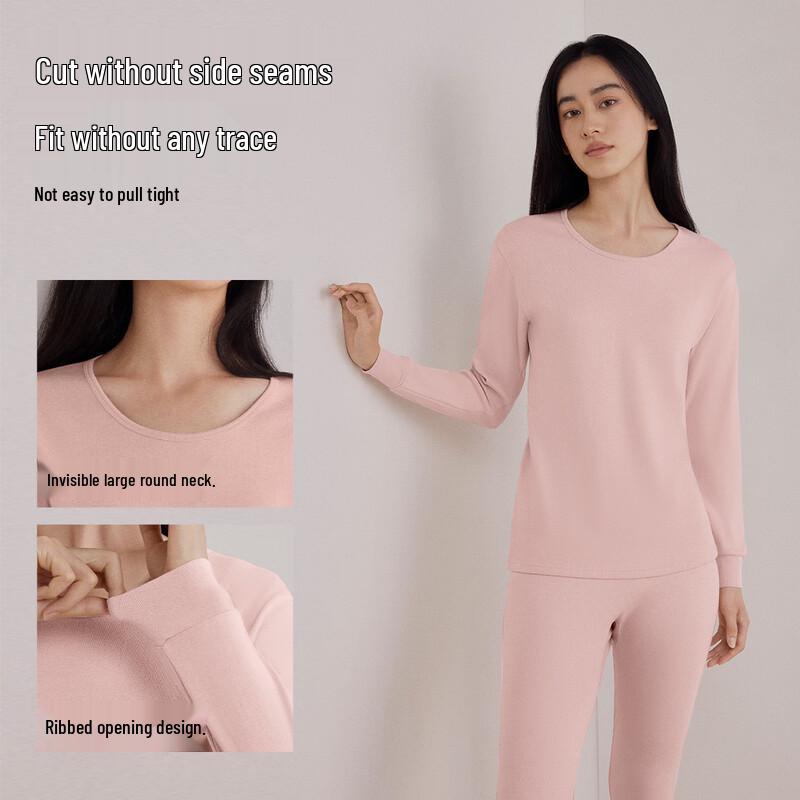 HLA Women's Round Neck Pure Cotton Antibacterial Thermal Base Layer Set