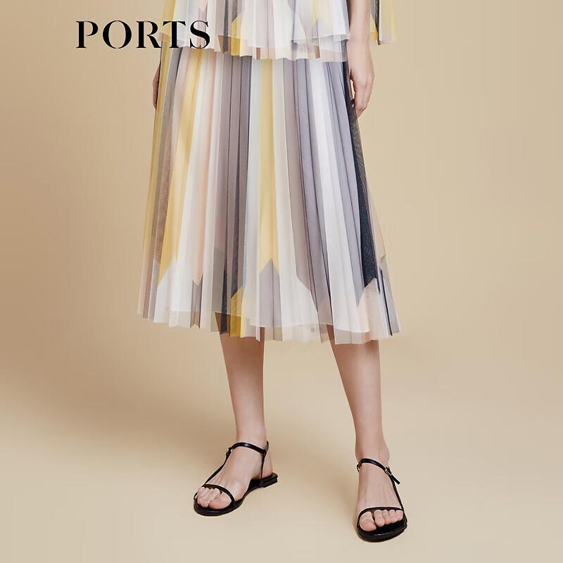 Ports Женская кремово-белая плиссированная юбка-миди с принтом-аккордеоном M