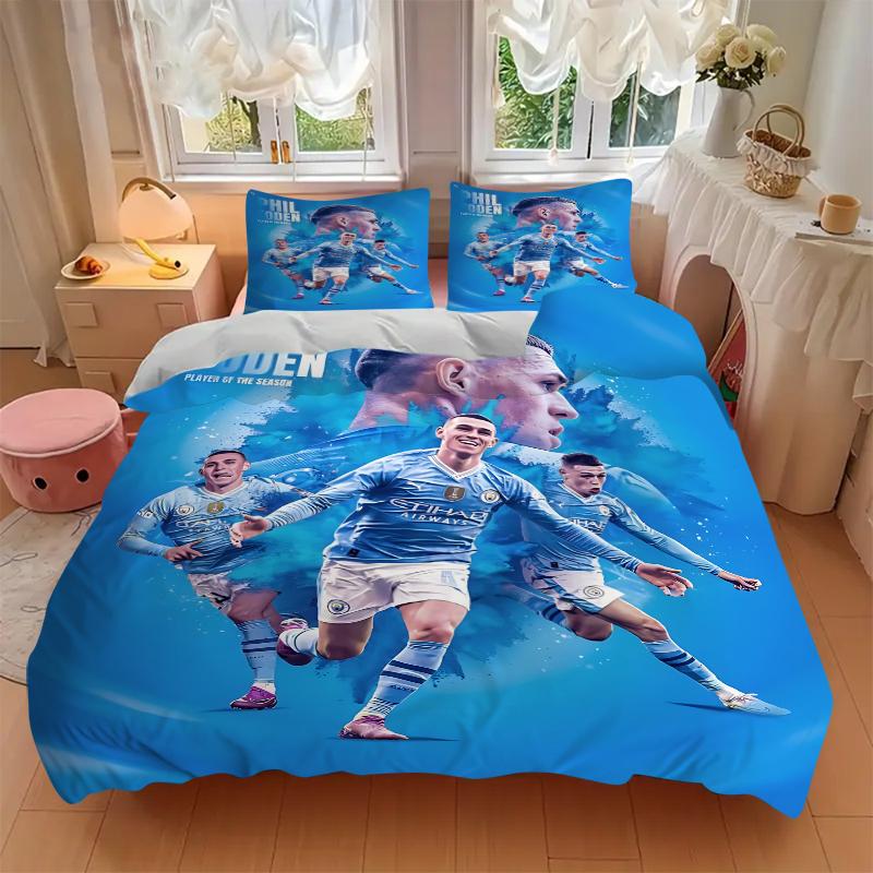 3Pcs Man City Player Season Bedding Sets For All Sizes New 3D Printed Bed Cover Comforter Duvet Cover Pillowcase Bedroom Decoration