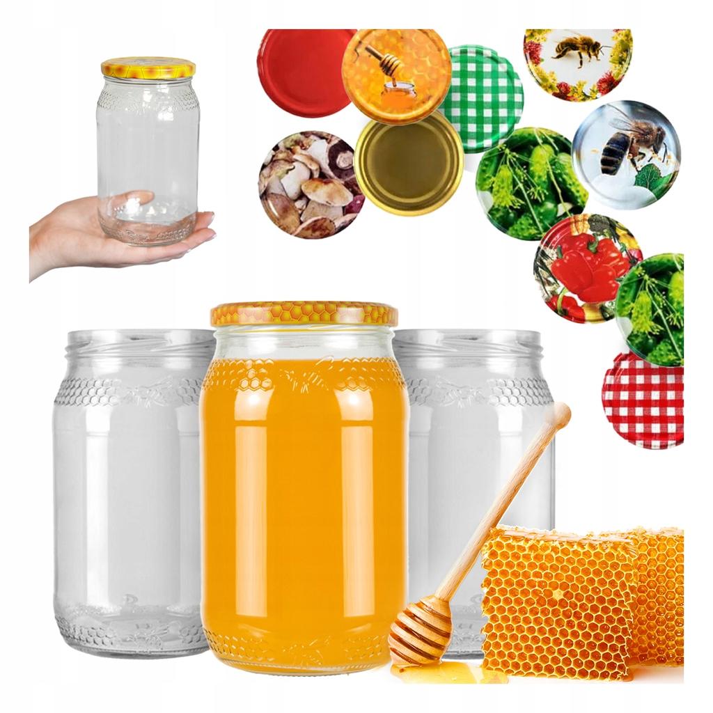 48x Jar 900 Ml BEE HONEYCOMB with Screw Cap Fi82 for HONEY Jars 0.9L