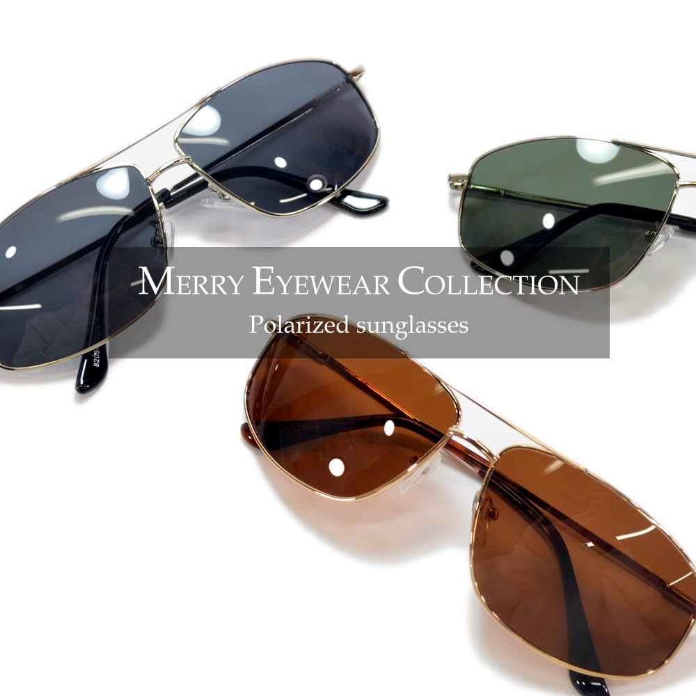 [MERRY PLEASURE] Polarized Sunglasses for Fishing, Sports, Driving, and Other Activities. Men's and Women's, Teardrop Shape, Twin Bridge, Thin Rim,