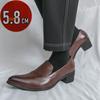 Sapatos Sociais Masculinos Retrô da Moda Salto Alto 5,8cm Altura Couro de Luxo Alta Qualidade Aumento de Altura Elegante Casamento Sociais Formais