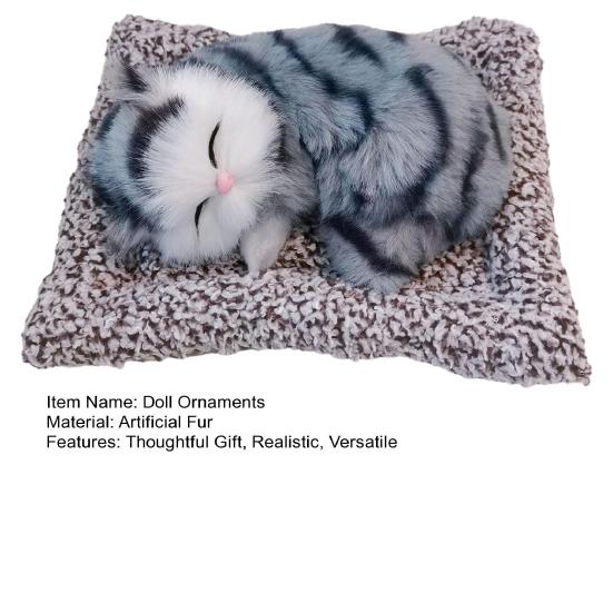 Sleeping Cat Plush Toy with Soft Faux Fur Bamboo Charcoal Bag Air Purifier Car Decor Realistic