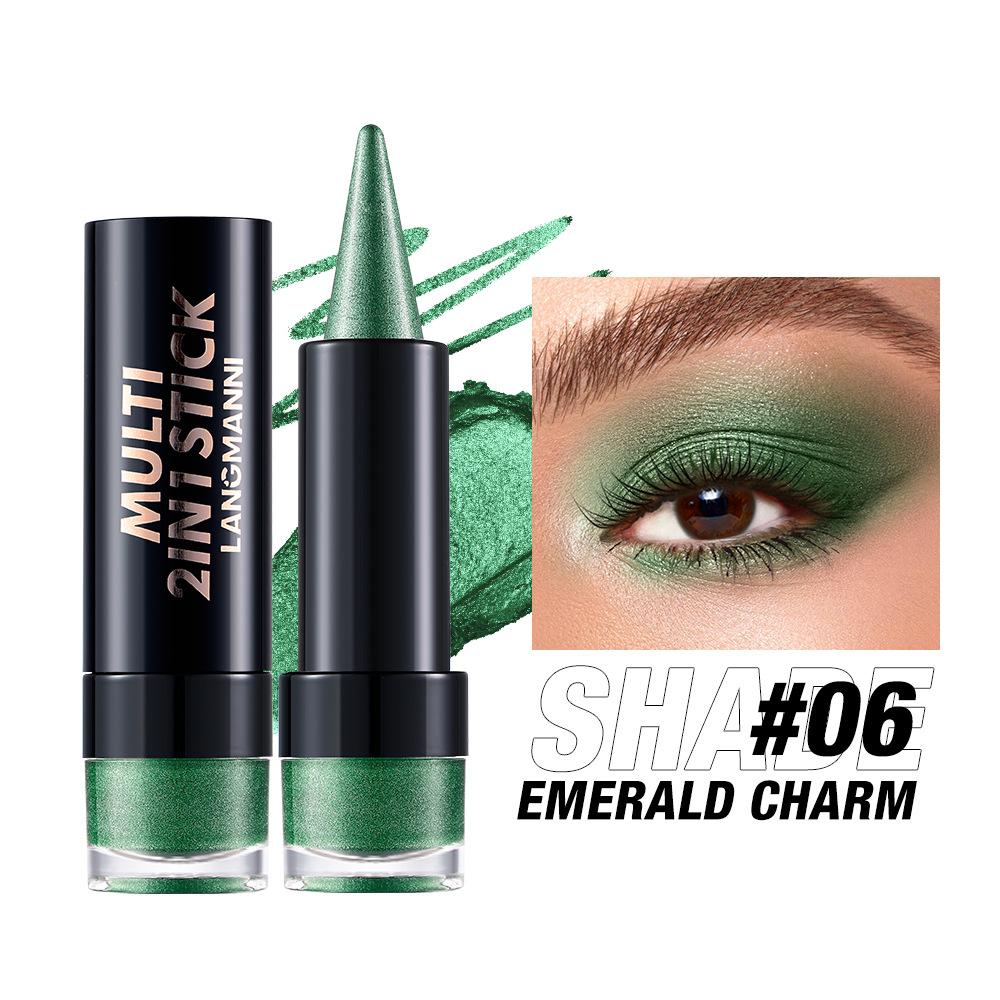 2 IN 1 Bullet Pearlescent Eye Shadow Pen Pointed Eyeliner Stick Caramel Brown Black Eyeshadow Makeup Silky Smooth Waterproof Lasting Eyeshadow