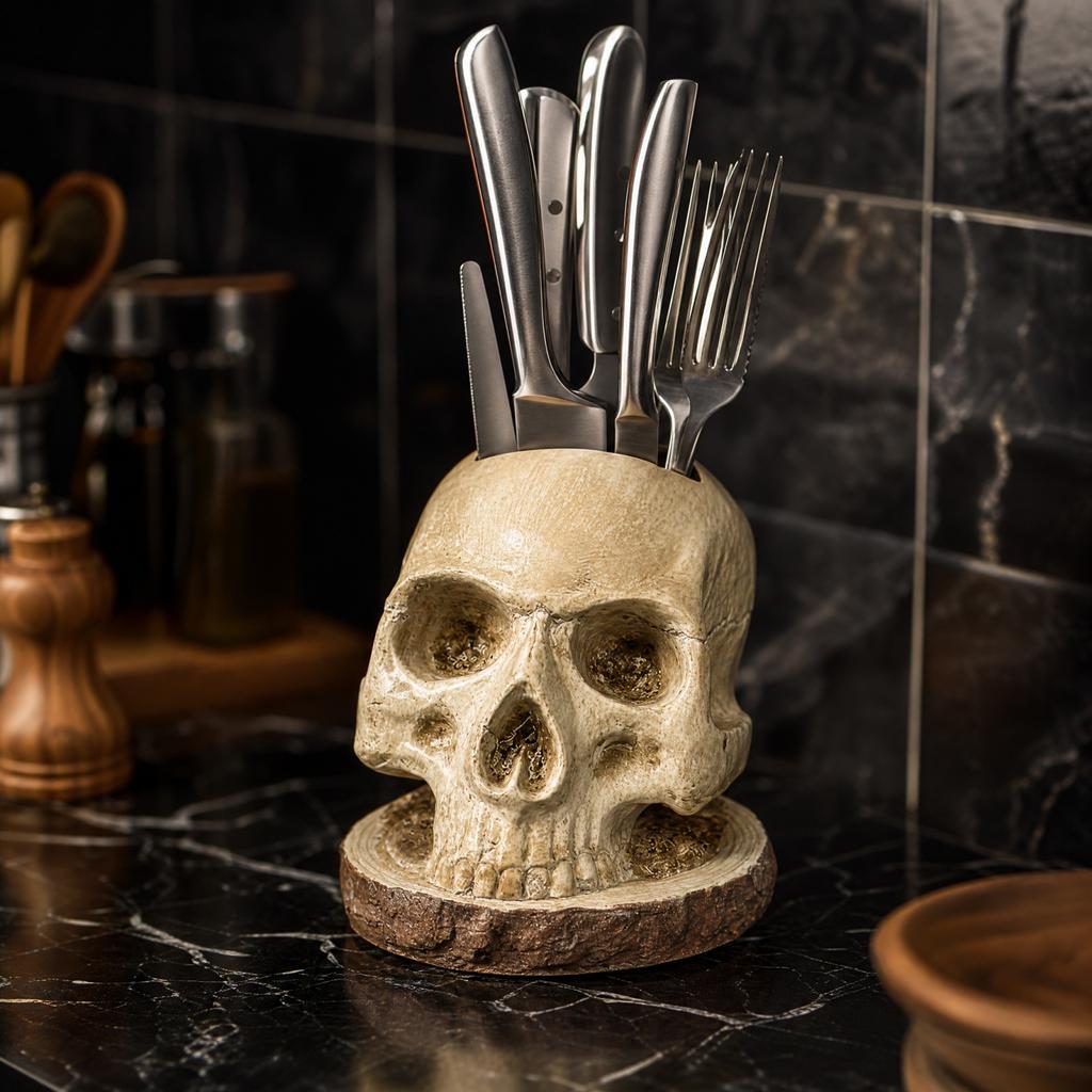 Halloween Design Block and Utensil Holder Resin Decorative Stand for Kitchen