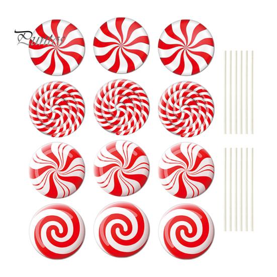 Reusable Outdoor Christmas Ornaments 12Pcs Candy Yard Stakes, Hollow Board Garden Decor with Metal Spikes, Easy Install Lawn Signs Red White Green for
