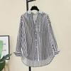 European and American striped vertical loose shirt women's outer wear regular sleeve fashion casual long sleeve shirt summer and summer