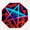 Neon Pentagram Skull Art Print, Mystic DecorUmbrella with Cute Design, Portable 3-Fold Compact Umbrella for Men & Women, Valentine's Day Mother's Day