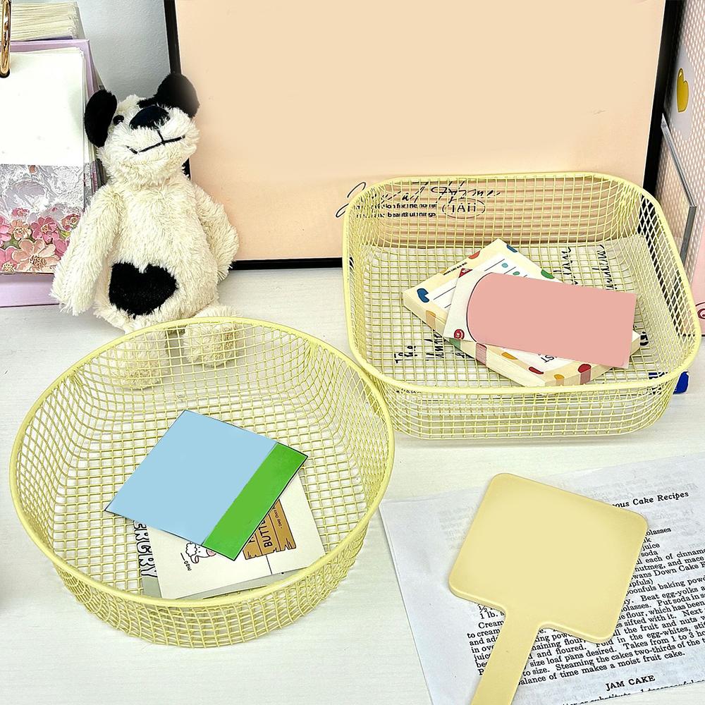 Minimalist Iron Desktop Storage Basket Sundries Organizer Metal Multi-functional Office Supplies Stationery Storage Baskets