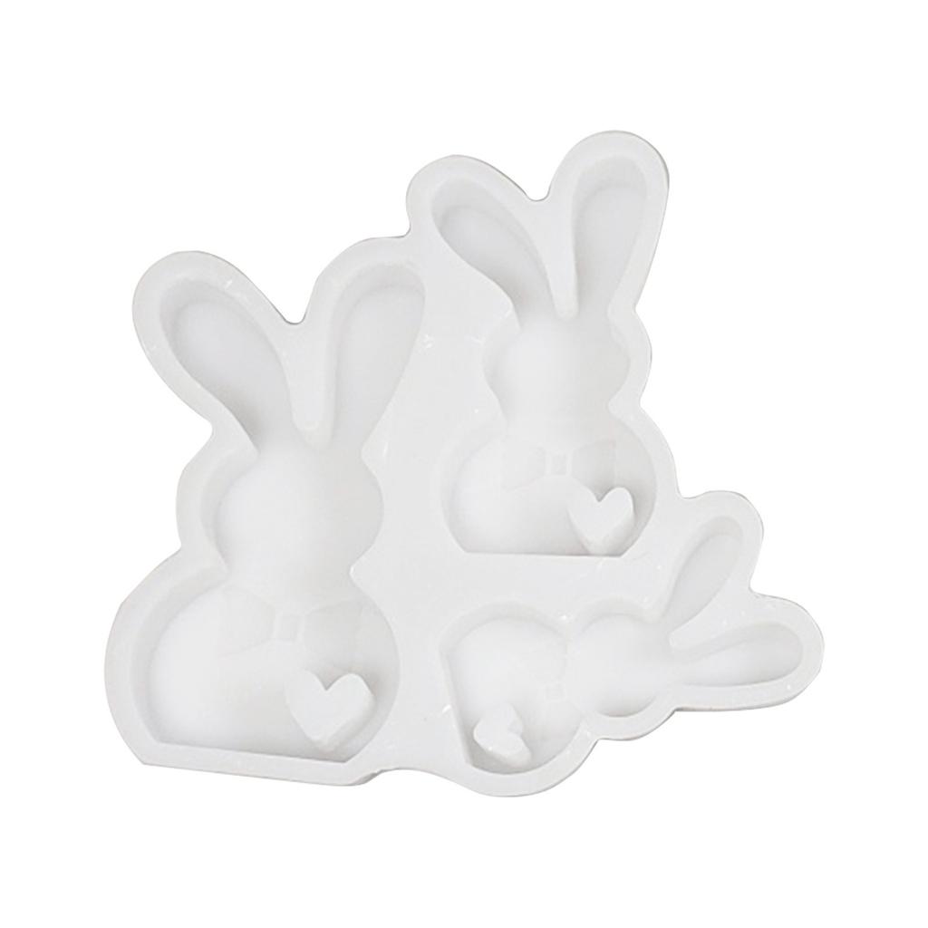 2pcs Crooked Ear Rabbits Combination Ornaments Decorative Cement Plaster Mold DIY Silicone Mold