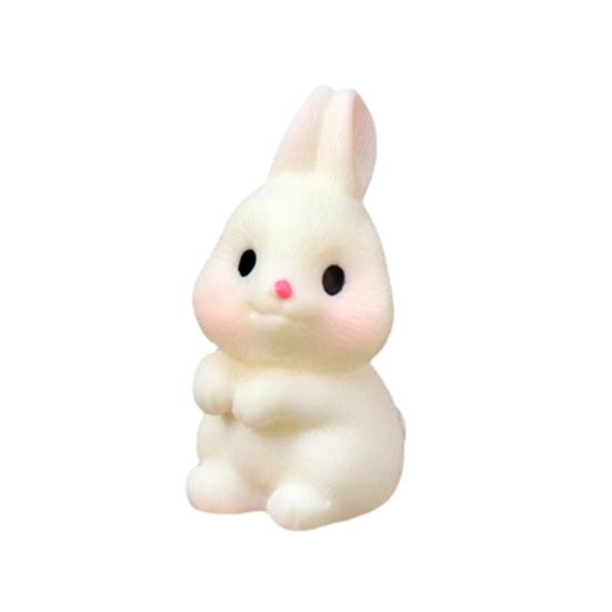Mini Rabbit Figurine Resin Miniature Sitting Lying Bunny Statue Animal Collectible Sculpture Micro Landscape Dollhouse Decoration
