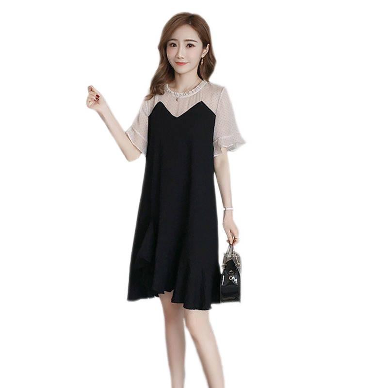 Korean Style Summer 2026 Maternity Chiffon Dress with Short Sleeves - Trendy Mid-Length Design for Moms