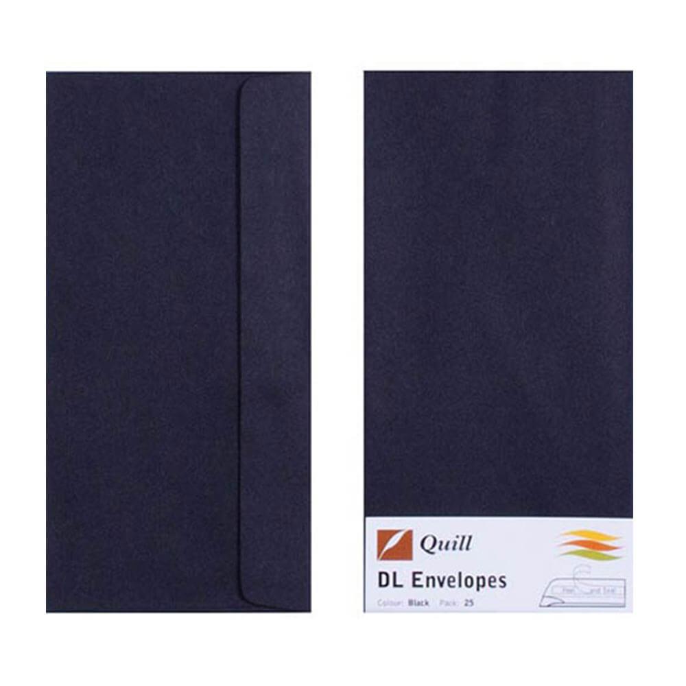 Federkiel-Briefumschlag 25er Pack 80 g/m² (DL) schwarz