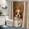 Papillon Dog Shower Curtain 72x72 Polyester Washable – Realistic Towel-Wrapped Portrait, Expressive Eyes & Fluffy Ears, 12 Hooks