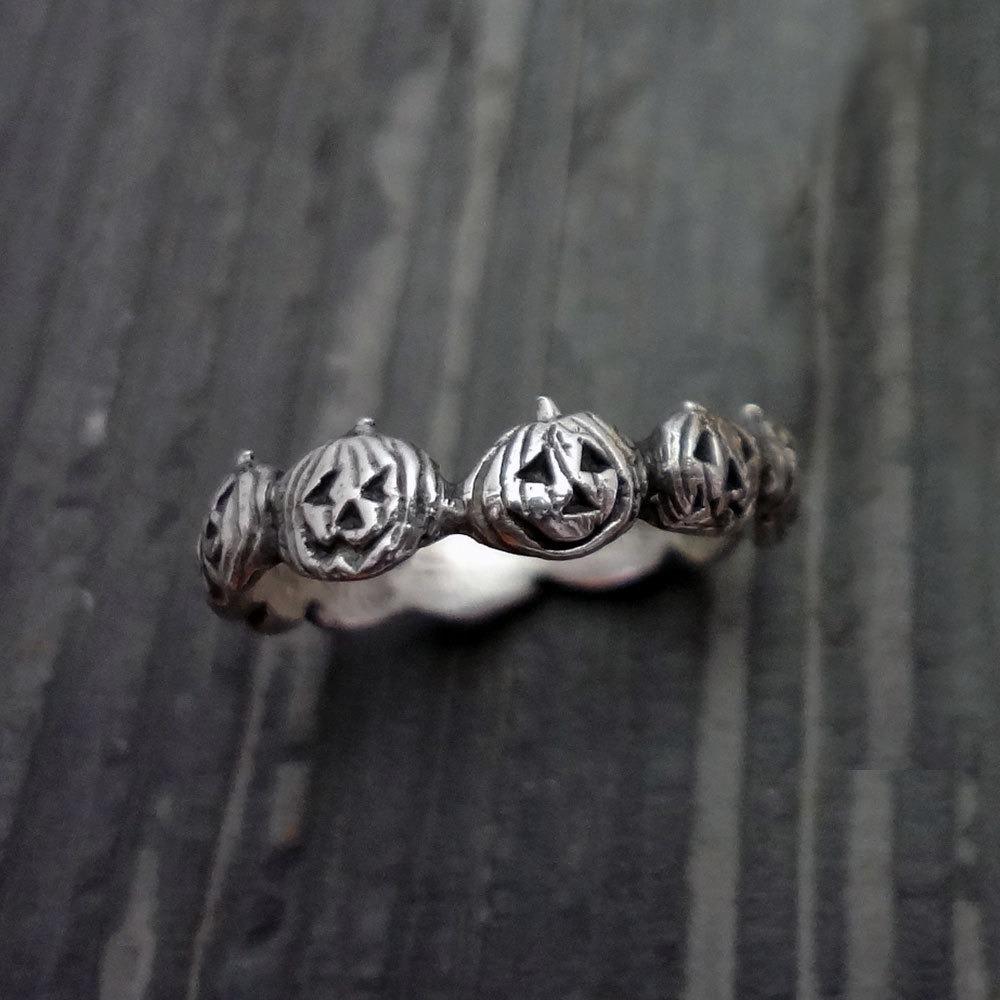 

925 Silver Plated Halloween Pumpkin Ring Spooky Jewelry Gift for Women No. 6