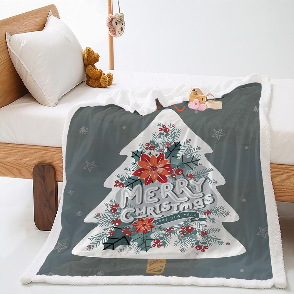 2D Digital Printed Blanket Christmas Thickened Lamb Fleece Crystal Fleece Blanket
