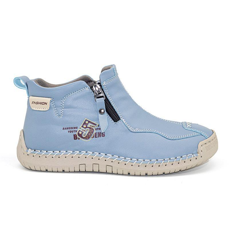 Women's Plus Size Soft Sole Ankle Boots - Spring Hand-Stitched Martin Style Casual Mom Shoes