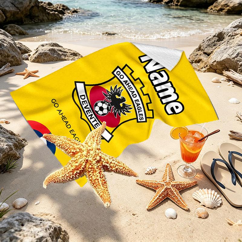 Personalisierbares Strandtuch mit Aufdruck der Go Ahead Eagles und individuellem Namen, für Reise, Camping, Strandparty, Heimdekoration, Geburtstagsgeschenk für Familie & Freunde