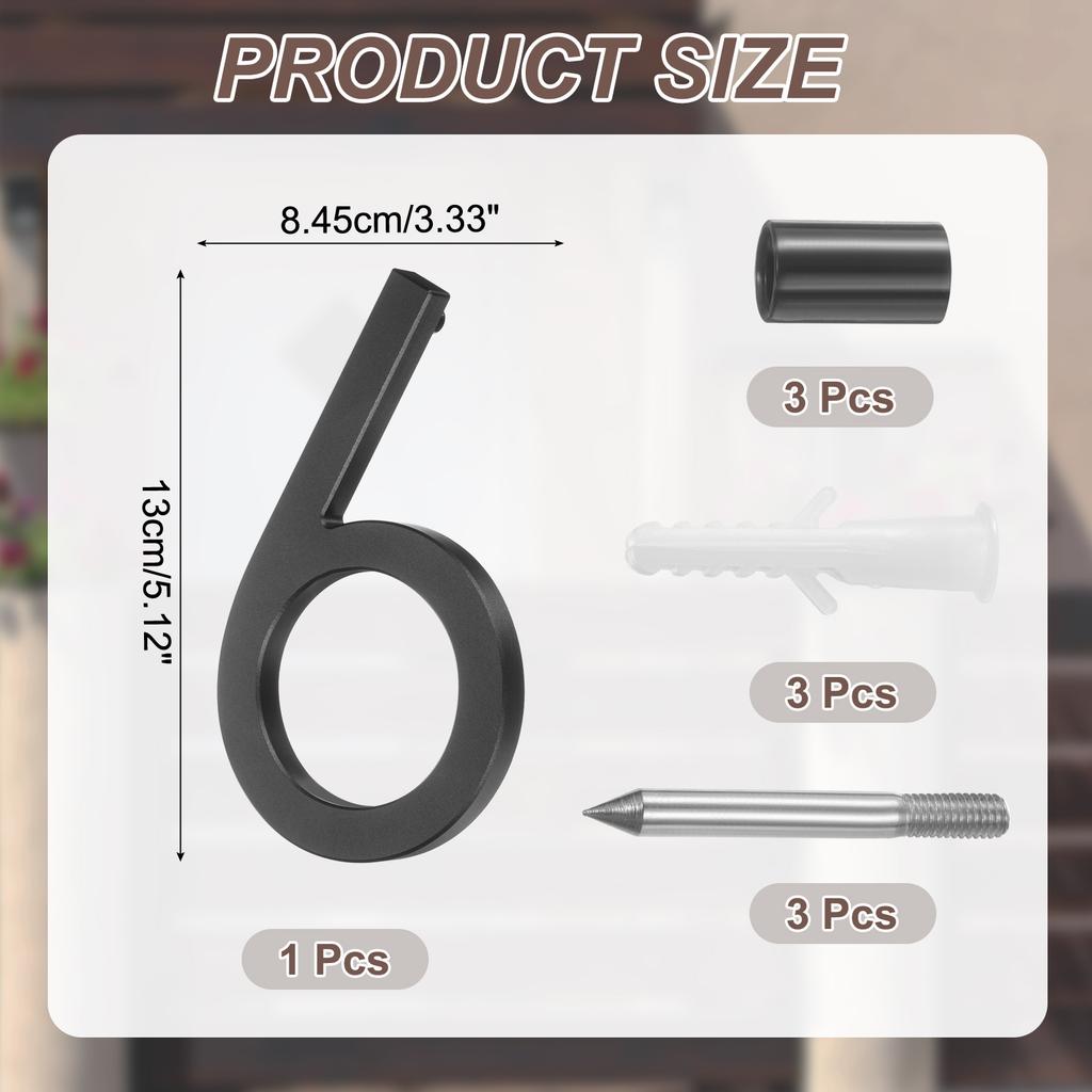 10" 0-9 Zwevende Huisnummers Massief Aluminium Modern Adresnummer voor Buiten met Spijkerkit voor Thuis Straat Kantoorbord Zwart