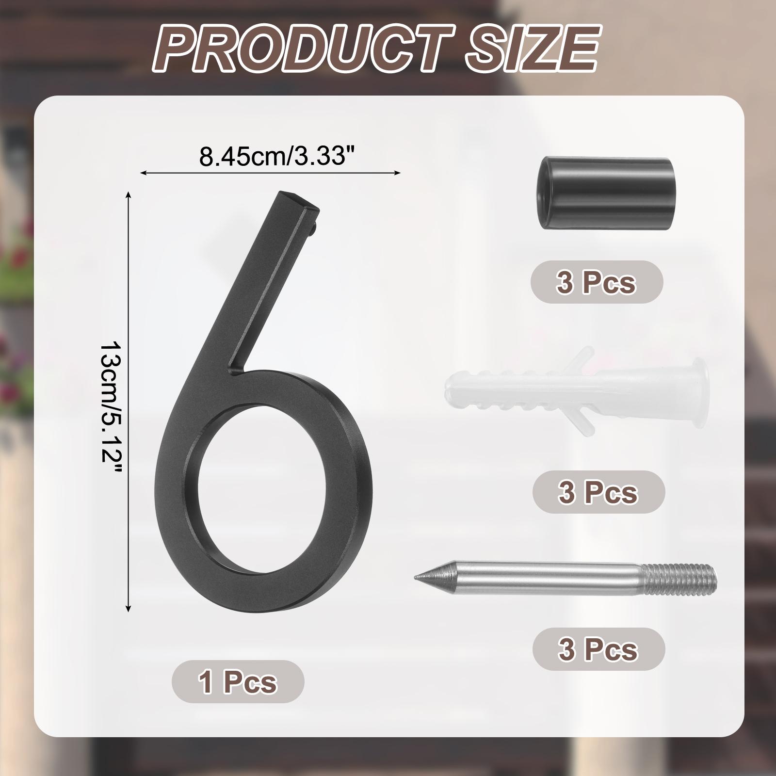 

0-9 Floating House Numbers Solid Aluminum Modern Address Number for Outside with Nails Kit for Home Street Office Sign Black 5