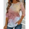 Women's abstract watercolor printed long sleeved loose top