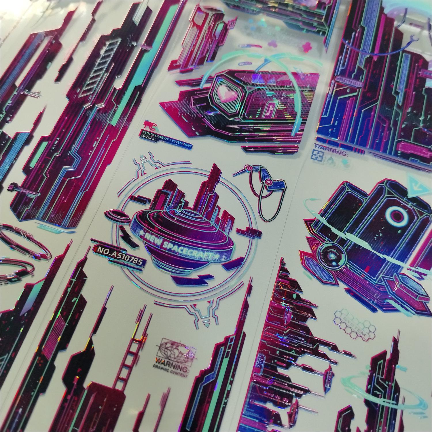 washi pet tape journald3 cyber city punk futuristic tech scrapbook collage sticker