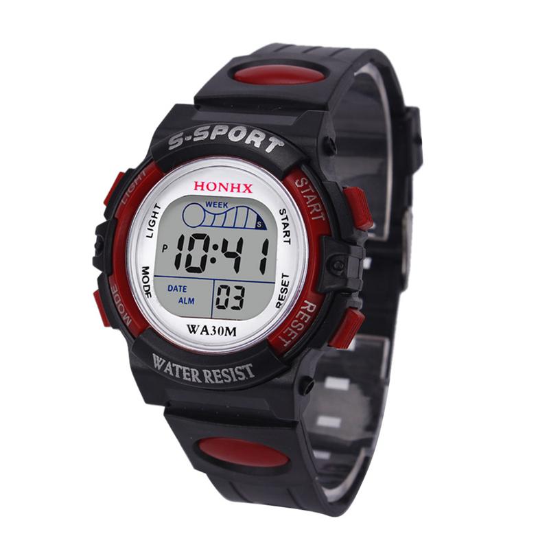 Montre numérique à LED pour homme, multifonction, bracelet en silicone, montre de sport pour étudiant noire