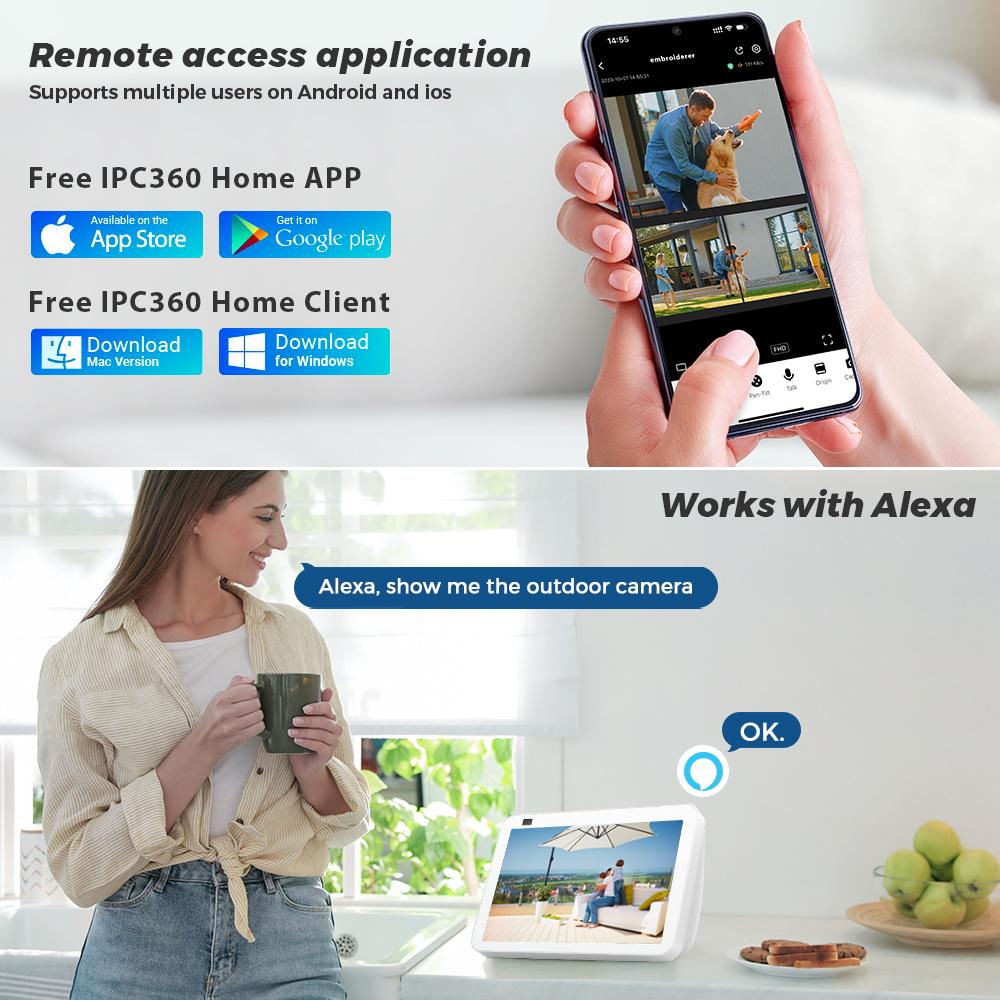6K 12MP WLAN-Kamera PTZ Drei Bildschirme Außen Auto-Tracking Nachtsicht Sicherheitsschutz CCTV Überwachungskamera IP iCSee
