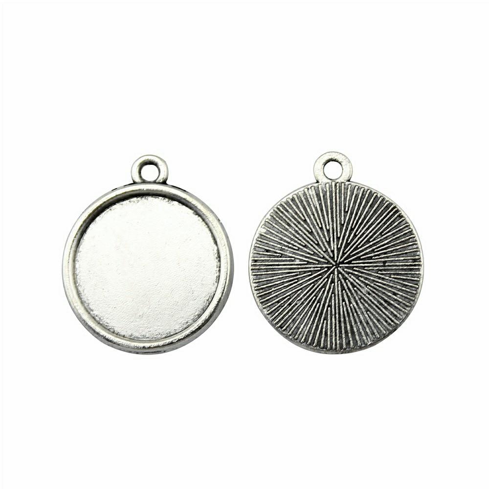 

20шт Круглый классический стиль Камео Кабошон Кулон Основание Настройка Ювелирные компоненты Аксессуары Античное серебро Цвет Цинковый сплав 16 мм