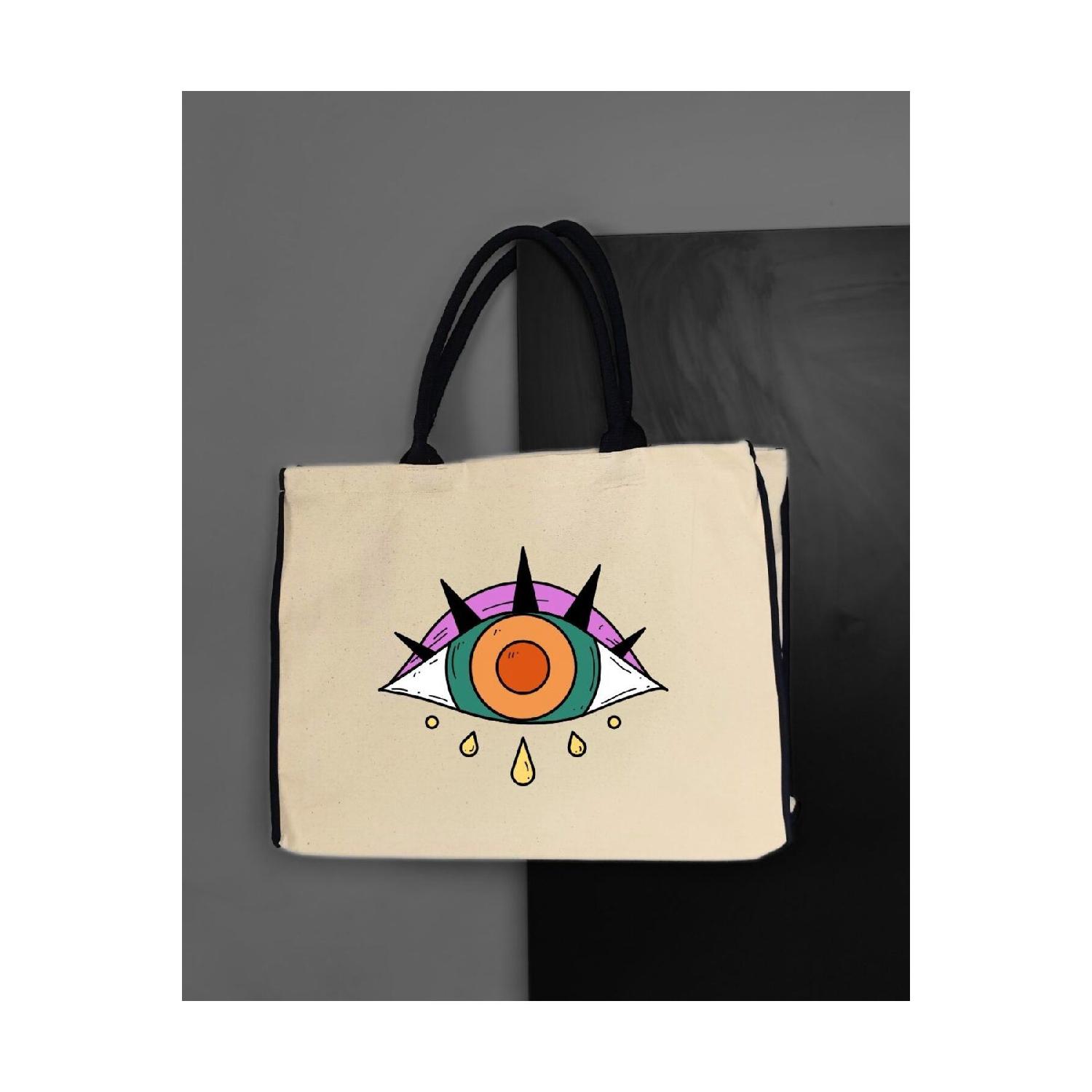 

One Eye Cheerful Design Cloth Bag Büyük Boy чистий