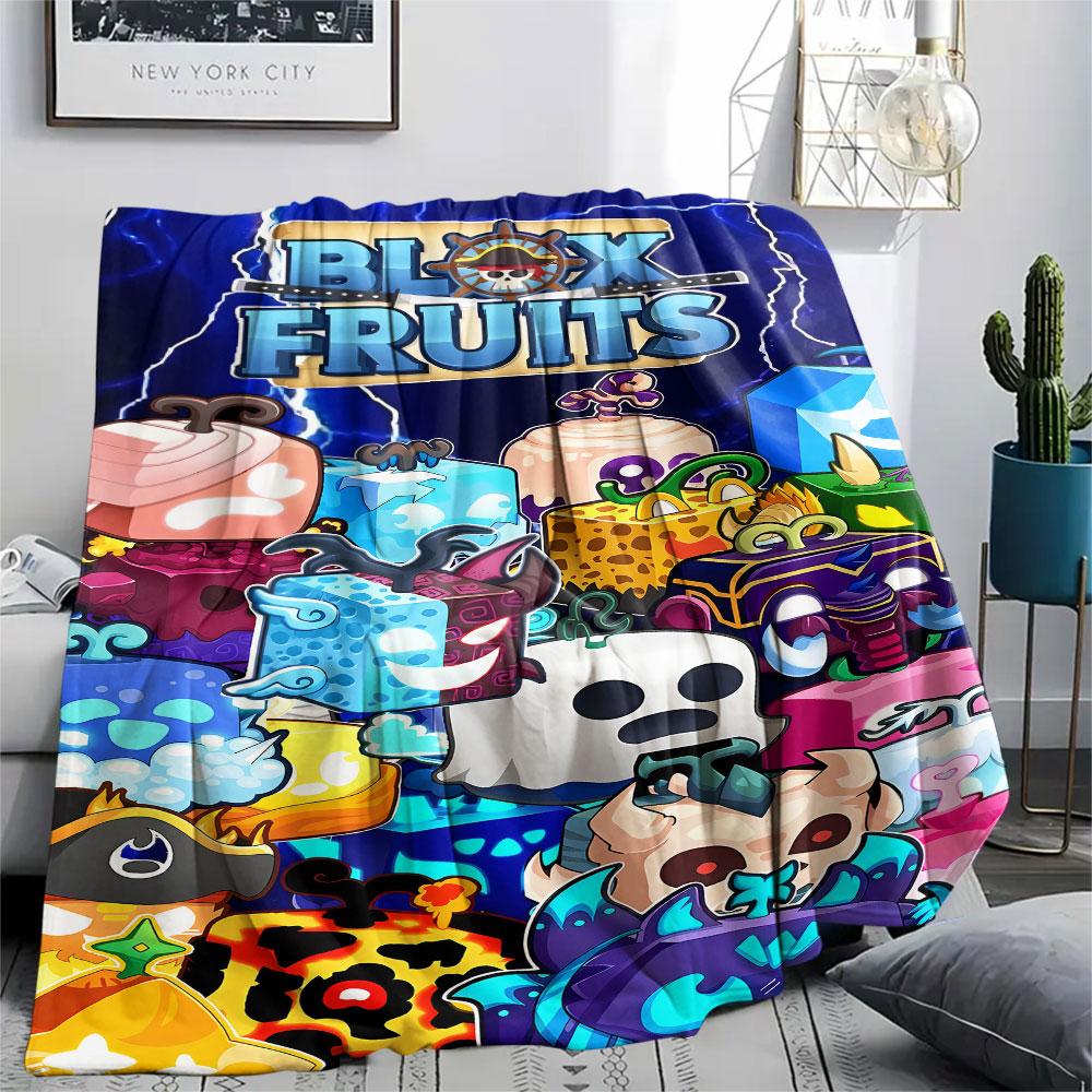1PC Blox Fruits Patterned Flannel Blanket Suitable For All Seasons for Home Decor Warmth and Comfort Gifts Holiday Present