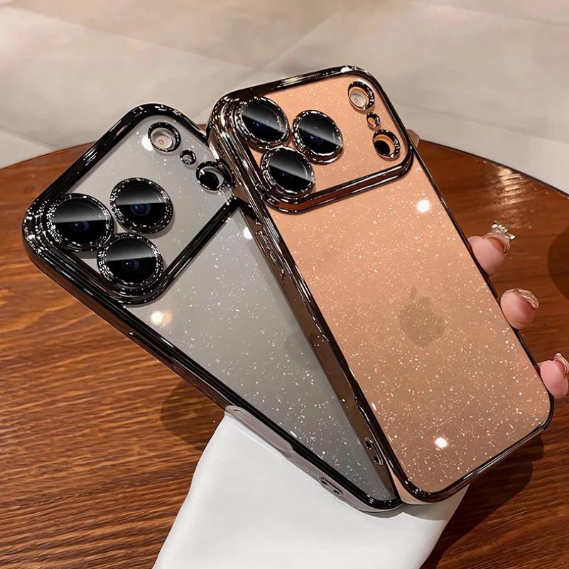 For iPhone 17 Air 17 Pro Max Case New Camera Protector Glitter Bling Clear PC Cover for iPhone 13 12 11 14 15 16 Pro Max