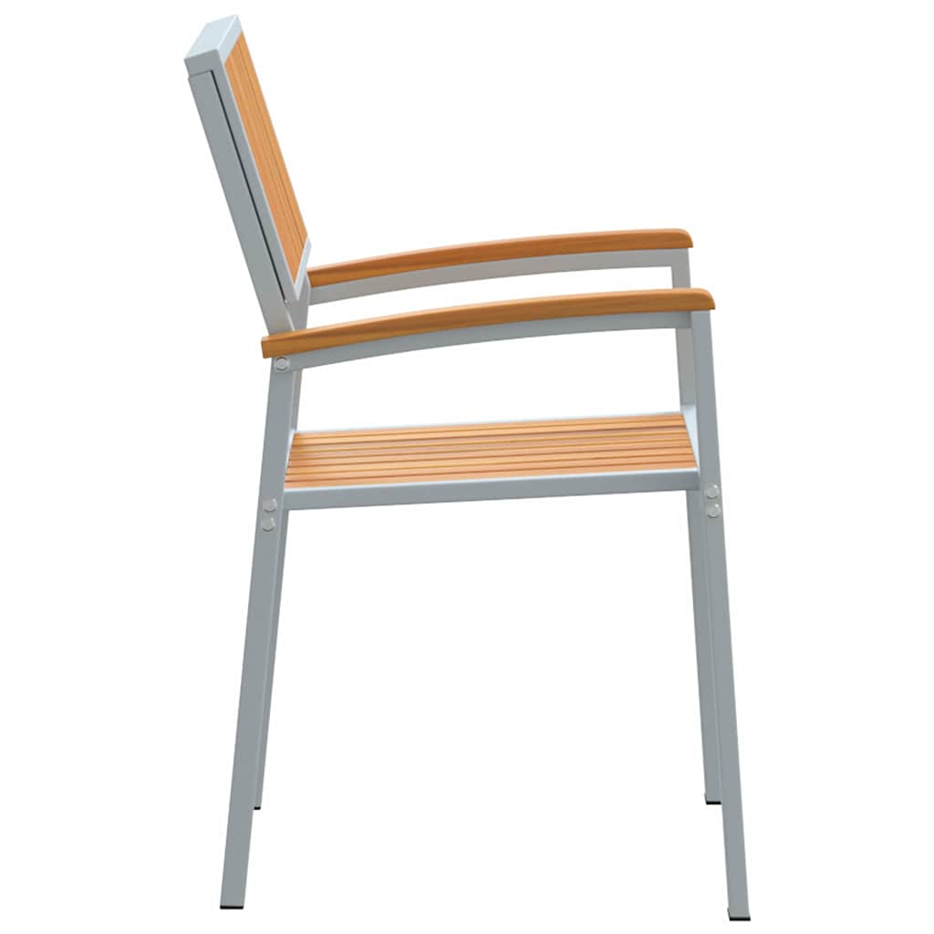 Stackable Chair 2 Pcs Brown Solid Wood Acacia Stackable