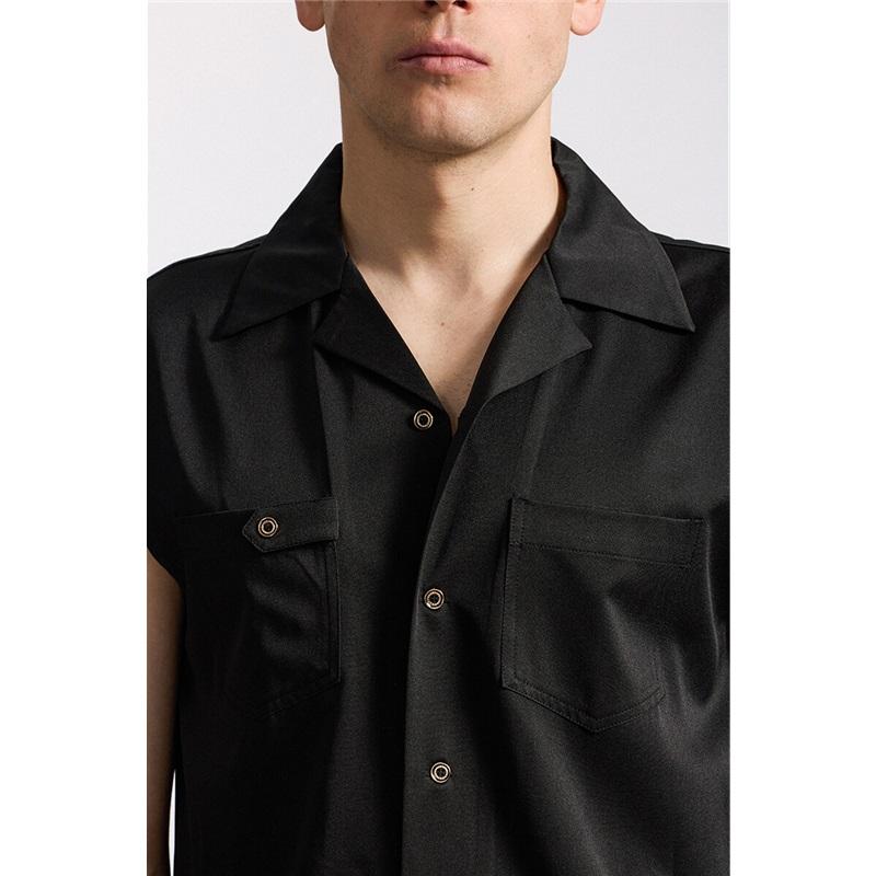 Nové letní pánské tílko jednobarevné s kapsou jednoradové košile do nočního klubu pánské streetové oblečení