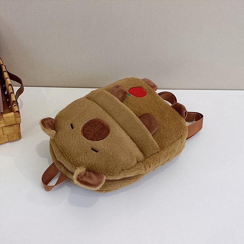 1Pc Kawaii Capybara Plush Backpack For Women Versatile Cartoon Funny Capibala Crossbody Bag Large Capacity Tote Bag