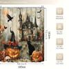1/4Pcs Halloween Decoration Pumpkin Castle Pattern Shower Curtain Bathroom Decor Halloween Decoration Indoor Showr Curtain