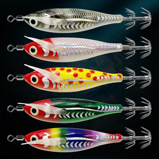 8CM/5.3G Shrimp Bait with Squid Jig Hook Swivel Luminous Realistic Bionic Artificial Lure Saltwater Freshwater Bass Walleye Trout Fishing Accessories