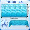 Ocean Waves Tablecloth, 2 Pieces Plastic Ocean Table Cloth Disposable Water Print Table Cover Blue Sea Rectangle Tablecloths for Beach Pool Birthday