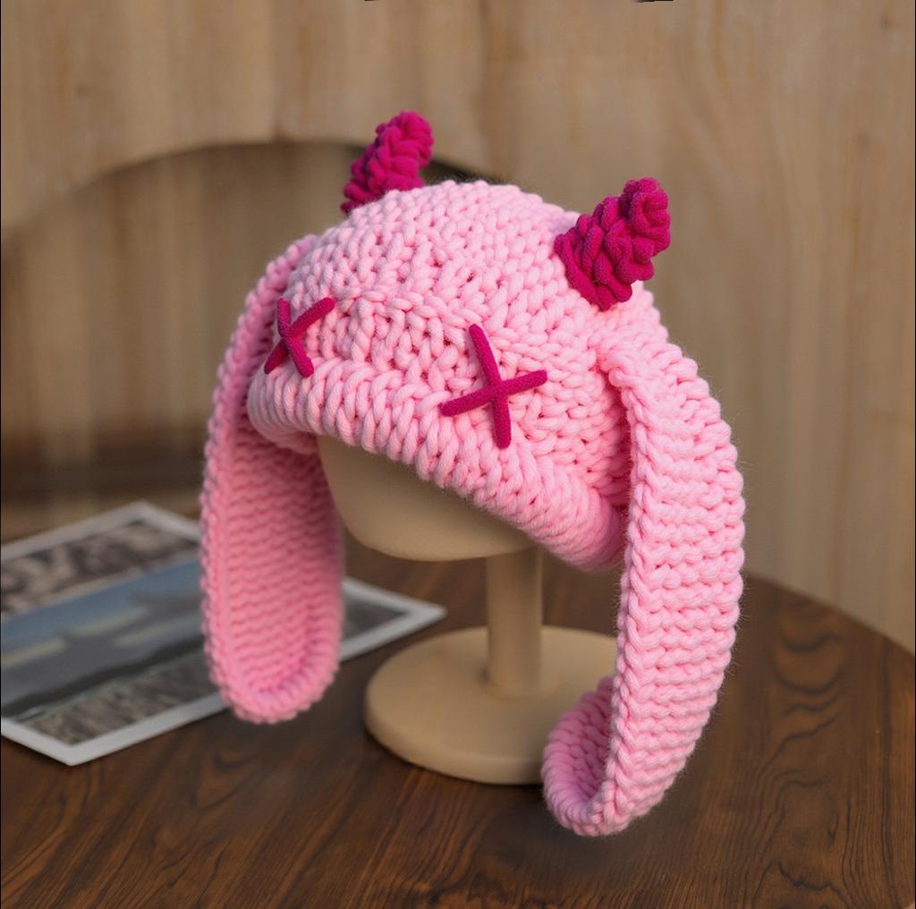 Popular Funny Devil Corner Knitted Hat Handmade Cute Ear Warm Cover Wool Hat Spot