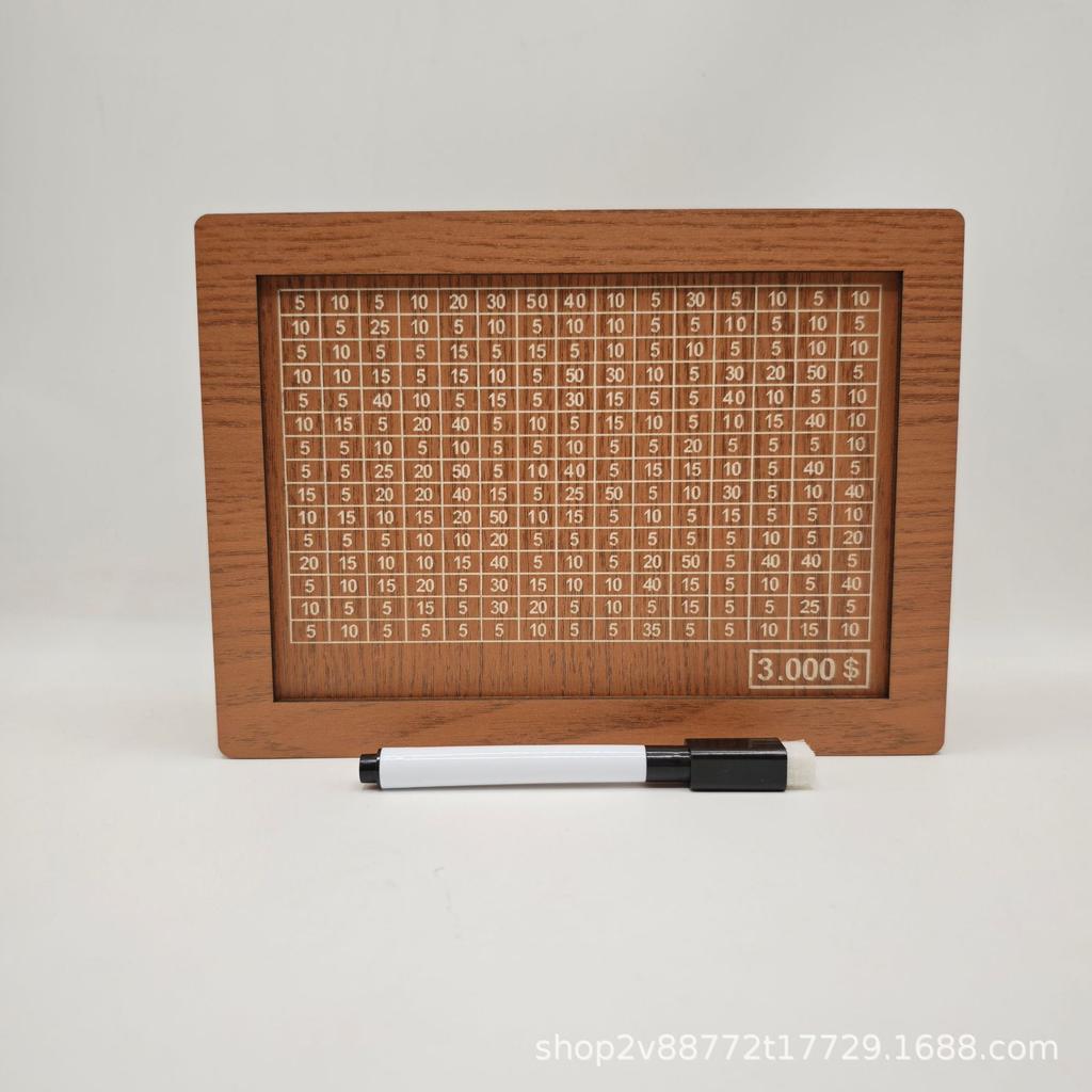 Wooden Piggy Bank Reusable Handmade Money Box, Piggy Bank with Saving Goal and Numbers To Check for Helps The Habit of Saving