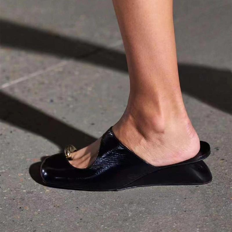 Fashion Sexy Low Heel Slippers Women Summer Elegant Sandals High Heel Pumps Ladies Slide Shoe Shallow Mouth Half Slippers Package Head S